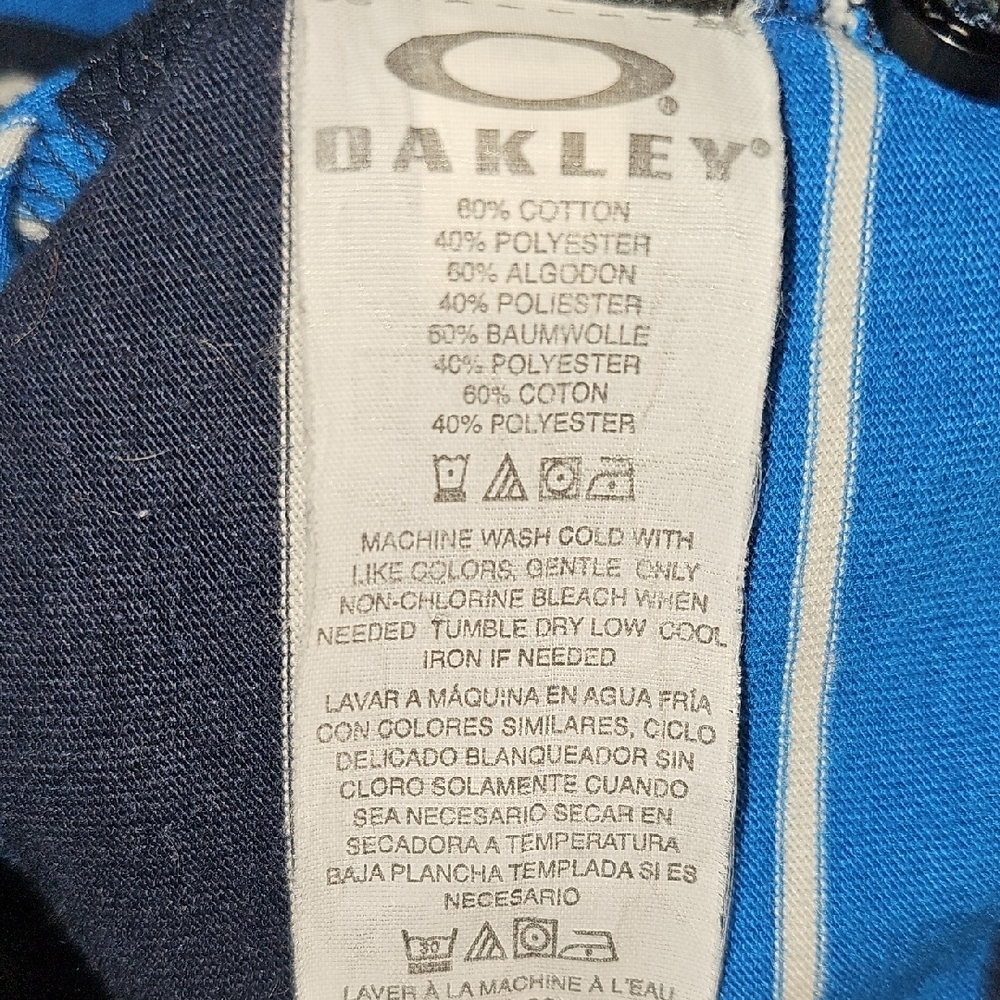 OAKLEY- Men's Blue Striped Polo SIZE XL - Picture 7 of 8